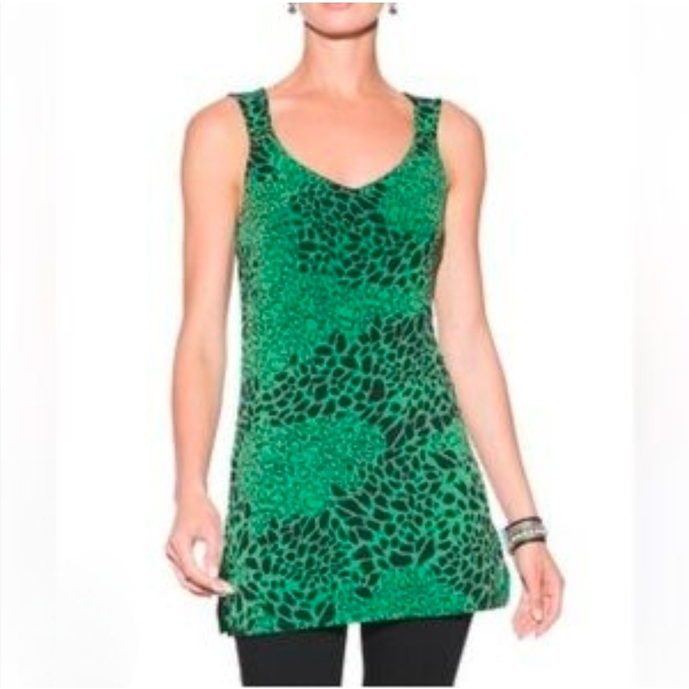 WHBM Women's Green Black Leopard Print Tank Top Size S NWT